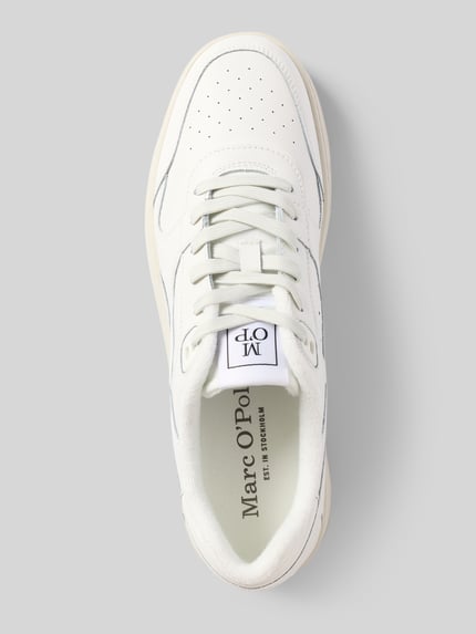 Productfoto, witte sneakers met glad leer en fijne perforaties, Sneaker met echt leer model 'CARLO 13A' van Marc O'Polo, Heren