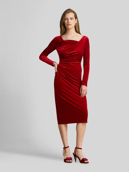 Lauren Ralph Lauren Midikleid mit Wasserfallausschnitt Rot 4
