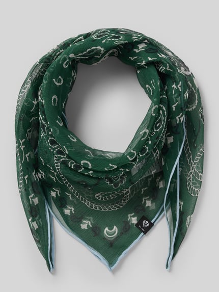 Produktfoto, Seidentuch aus reiner Seide in semitransparentem Design von FRAAS, Rechteckform, grün mit Allover-Paisley-Muster und feiner Textur
