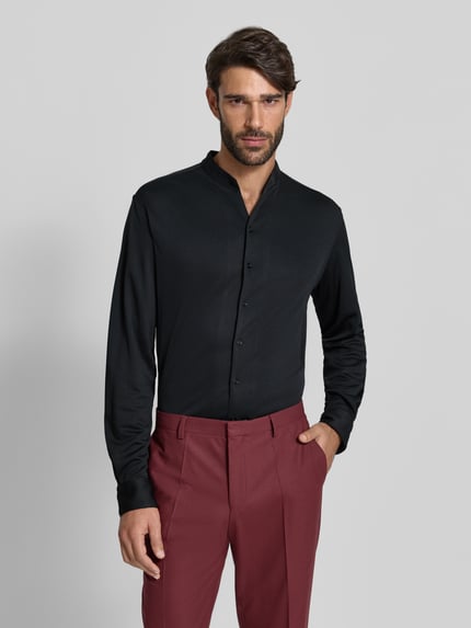 Emporio Armani Slim Fit Freizeithemd mit Stehkragen Black 4