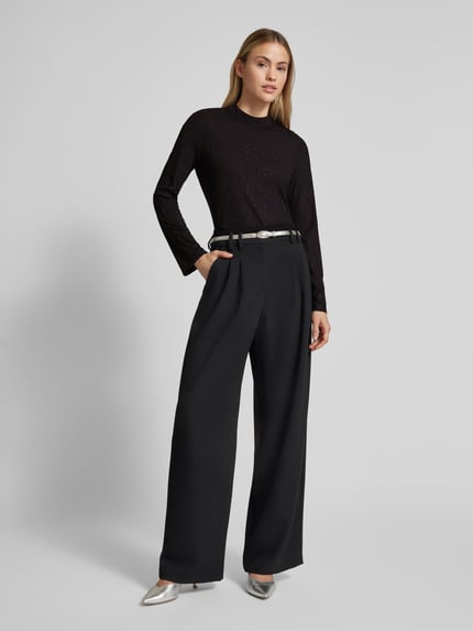 mbyM Shirt met lange mouwen en strass-steentjes, model 'Asira' Zwart - 1