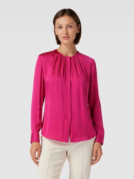 BOSS Blouseshirt met plooien, model 'Banorah' Felroze - 4