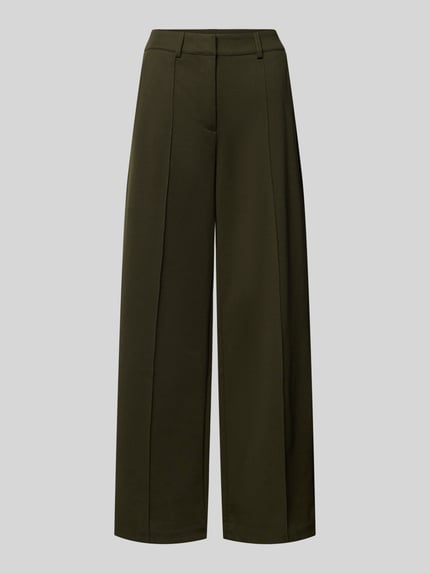 Produktfoto, spodnie z szerokimi nogawkami i szwami pionowymi Hose mit weitem Bein und Längsnähten Modell 'KATE' von ICHI, Mieszanka materiałów z dodatkiem wiskozy, szerokość w rozmiarze S: 38 cm, długość wewnętrzna nogawki w rozmiarze S: 77 cm
