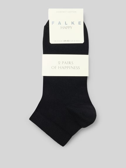 Produktfoto, Socken met geribde boord in set van 2 van Falke, dames katoenenmix met stretch, nauwsluitend model, zwart met fijne structuur.