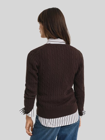GANT Regular Fit Strickjacke aus Baumwoll-Mix Mittelbraun 5