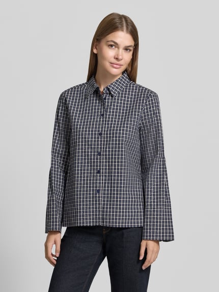 Neo Noir Regular Fit Bluse mit Gitterkaro Modell 'Drew' Dunkelblau 4