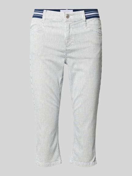 Productfoto, Caprihose im Allover-Look Modell 'Anna' van Angels, slim fit, elastische tailleband, katoenmix met stretch, blauw-wit gestreept
