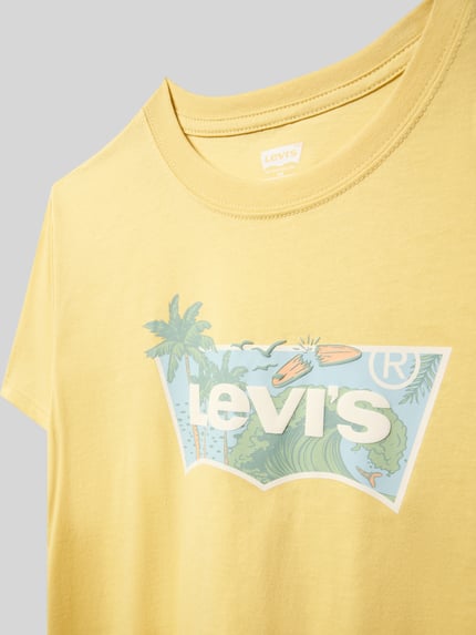 Levi’s® Kids Regular Fit T-Shirt aus Baumwoll-Mix Modell 'BATWING' Hellgelb 2