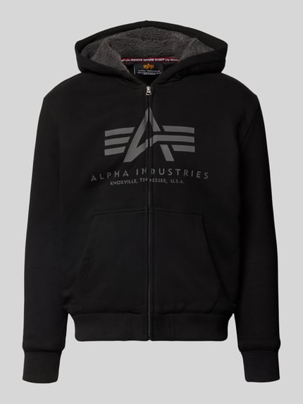 Alpha Industries Regular Fit Sweatjacke aus reiner Baumwolle BLACK 1