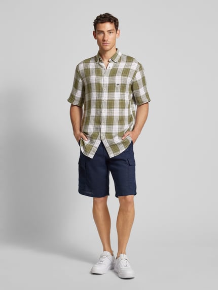 Fynch-Hatton Regular Fit Freizeithemd aus reinem Leinen Khaki Melange 1