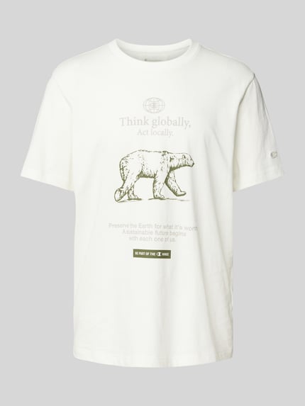 Champion T-shirt z detalami z logo Złamany biały 2