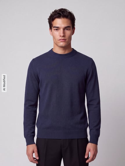 Selected Regular Fit Pullover aus reiner Baumwolle Modell 'TORINO' Dunkelblau 4