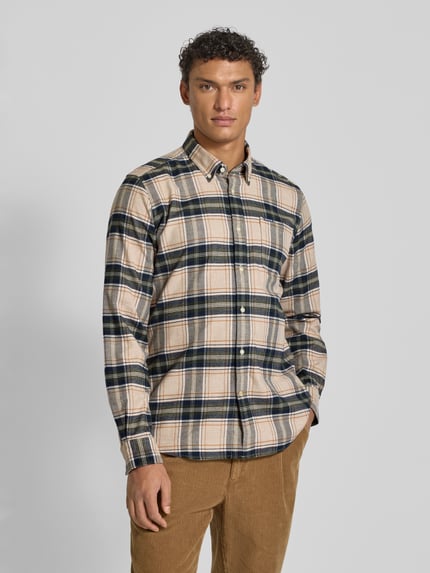 Barbour Slim Fit Flanellhemd aus reiner Baumwolle Modell 'BETSOM' Sand 4