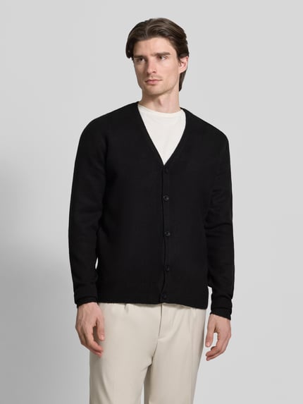 Casual Friday Gebreid jack met knoopsluiting model 'HEINE' Zwart - 4