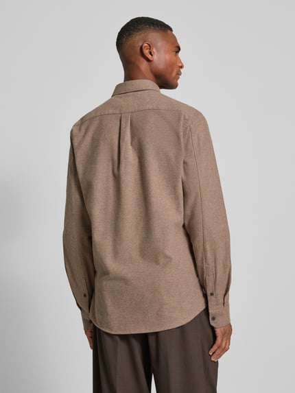 Lindbergh Slim fit vrijetijdsoverhemd met borstzak, model 'Brushed' Lichtbruin - 5