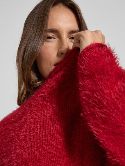FREE/QUENT Sweter z dzianiny z okrągłym dekoltem model ‘Cat’ Czerwony 3