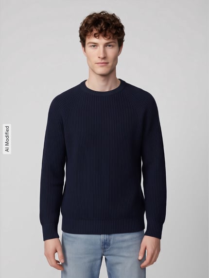 Selected Regular Fit Pullover aus reiner Baumwolle Modell 'BRAUN' Marine 4