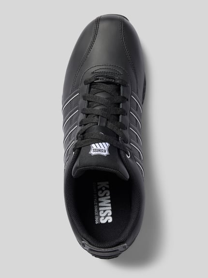 Produktfoto, Sneaker aus Leder mit Label-Details Modell 'Arvee 1.5' von K-SWISS in zwart gecoat leer met afgeronde punt, vetersluiting, profielzool, maat 44 hakhoogte 1 cm, schachthoogte 9 cm, schachtbreedte 9 cm, heren sneaker