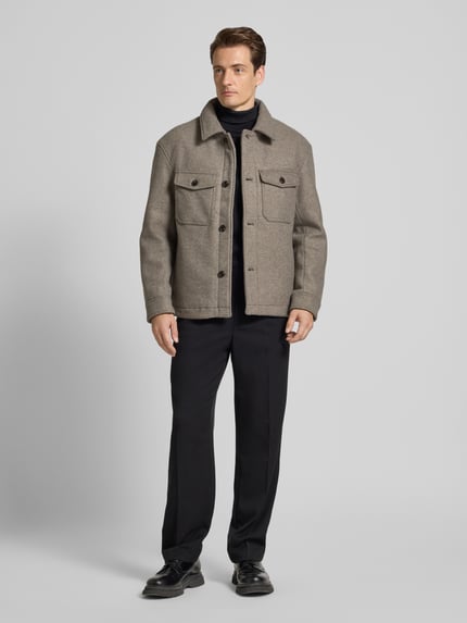 Selected Regular Fit Hemdjacke mit Woll-Anteil Modell 'MITCH' Taupe 1