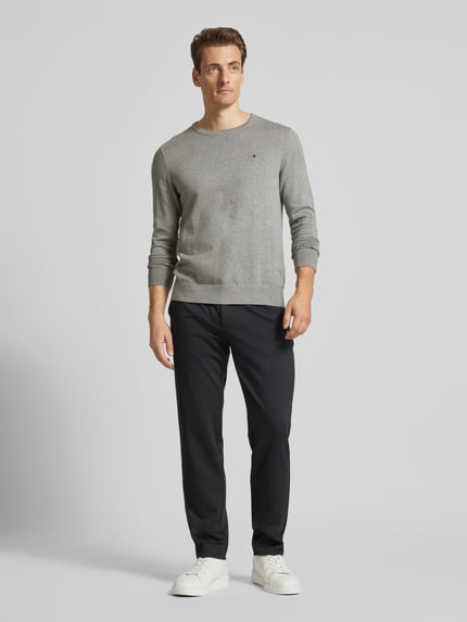 Tommy Hilfiger Gebreide pullover met logostitching Zilver gemêleerd - 1