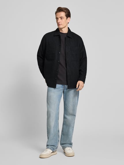 BOSS Orange Loose Fit Freizeithemd mit Woll-Anteil Modell 'LOCKY' Black 1