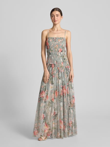 Lace & Beads Avondjurk met smokdetails Lichtgrijs - 4