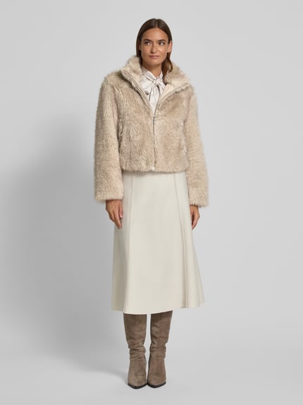 Marc Cain Jacke mit Kunstfellbesatz Taupe 1