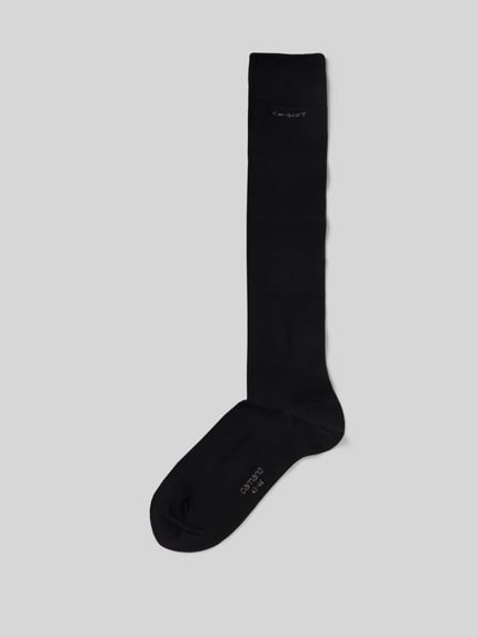 Produktfoto, Kniestrümpfe mit Label-Detail im 3er-Pack van camano, zwart, katoenmix met stretch, nauwsluitende pasvorm, enkel discrete labeldetails