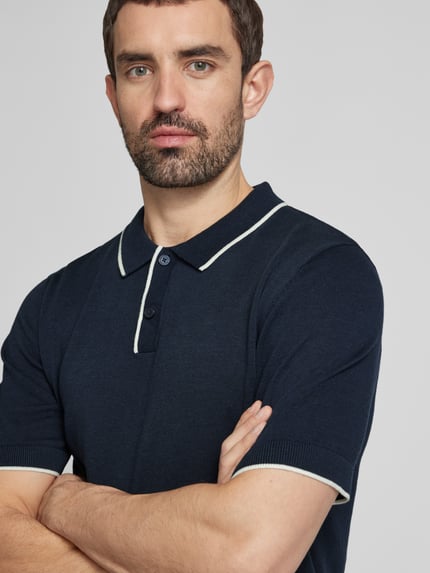 Selected Poloshirt met 1/2 mouwen, model 'MATTIS' Marineblauw - 3