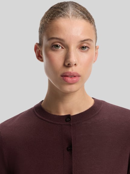 HUGO regular fit gebreid jack van wolmix met lyocell-kasjmiergehalte model 'Sfabro' Bordeaux - 3