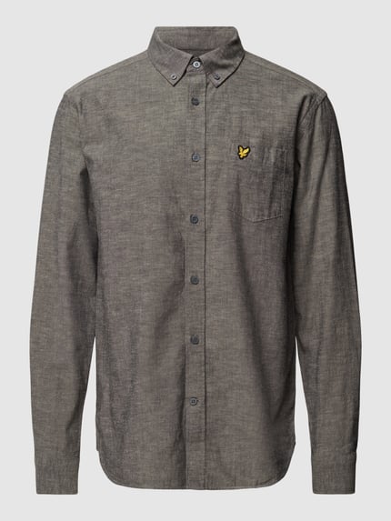 Lyle & Scott Slim Fit Freizeithemd aus Baumwoll-Leinen-Mix Dunkelblau 2
