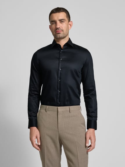 Seidensticker Slim Fit Business Hemd mit Kentkragen aus Feintwill Black 4