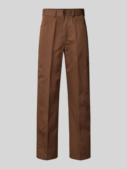 Produktfoto, Loose Straight Fit Hose mit Bügelfalten von Dickies in Braun mit Eingrifftaschen, Baumwoll-Materialmix, strukturierte Oberfläche