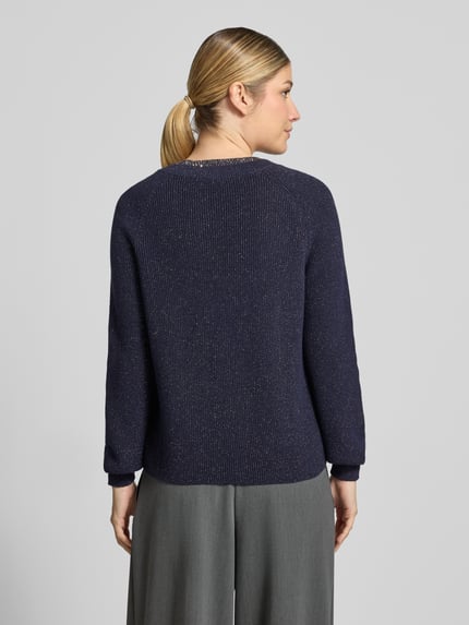 monari Pullover mit schimmerndem Schmuckkragen Dunkelblau 5