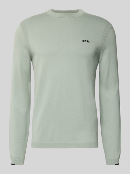 Produktfoto, Regular Fit Strickpullover aus reiner Baumwolle Modell 'EVER-X' van BOSS Green, look: effen, labeldetail, ronde hals, lange mouw, rompzoom, tricot, puur katoen