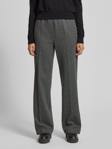 Weekend Max Mara Spodnie o kroju regular fit z dodatkiem wełny model ‘ZELMA’ Średnioszary melanż 4