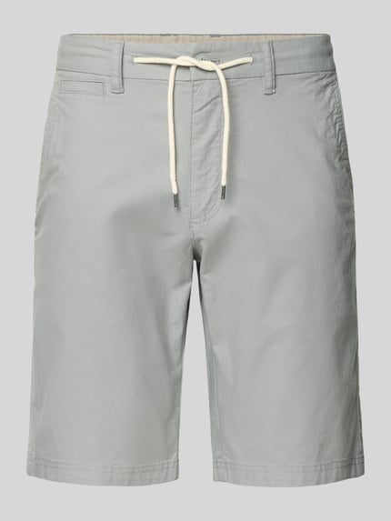 Produktfoto, Regular Fit Chinoshorts aus Baumwoll-Mix Modell 'PHOENIX' von s.Oliver RED LABEL in Bi-Color Optik mit Tunnelzug, 5-Pocket-Design und elastischem Bundabschluss, glatte Textur, neutrale Grautöne.