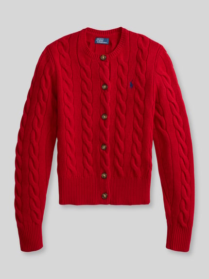 Polo Ralph Lauren kardigan rozpinany o kroju regular fit z wełny z domieszką kaszmiru Czerwony 2