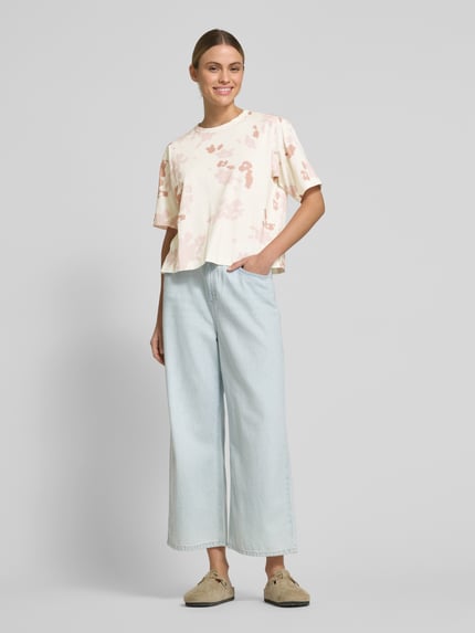 Jake*s Studio Woman Cropped T-Shirt mit geripptem Rundhalsausschnitt Terra 1