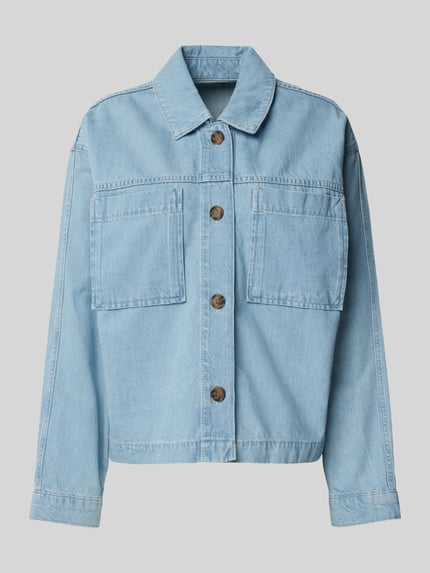 Jake*s Casual Jeansbluse mit aufgesetzten Brusttaschen Hellblau 2