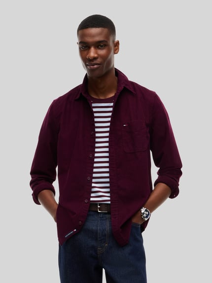 Tommy Jeans Regular Fit Freizeithemd aus reiner Baumwolle  Bordeaux 4