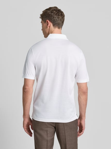 bugatti Regular Fit Poloshirt mit Strukturmuster Weiss 5