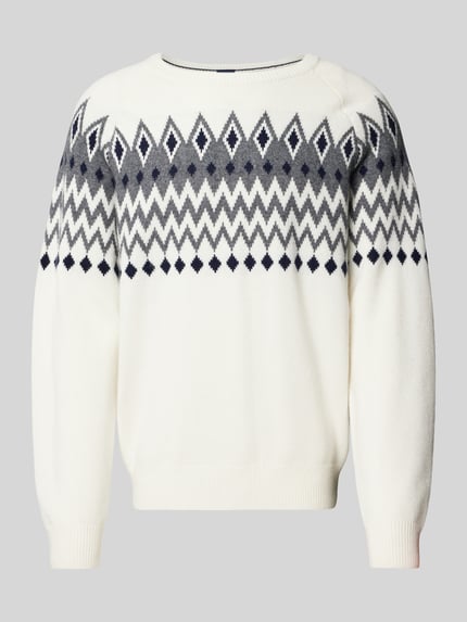 Christian Berg Men Regular Fit Strickpullover mit Kaschmir-Anteil Offwhite 2