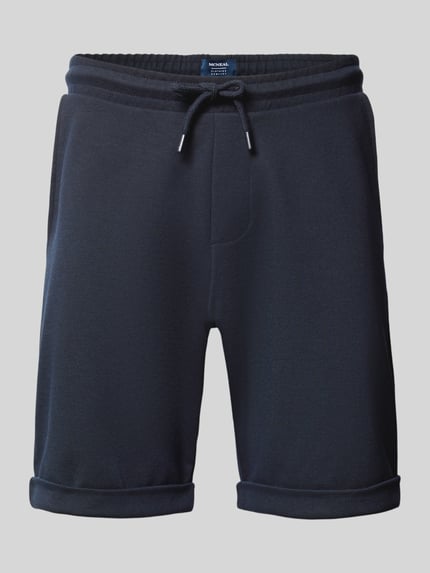 Produktfoto, Sweatshorts mit elastischem Bund und Gesäßtasche von MCNEAL in Dunkelblau, Regular Fit, glatte Struktur, Vorderansicht