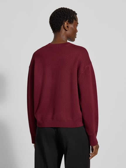 Jake*s Casual Oversized Strickpullover mit gerippten Abschlüssen Aubergine 5