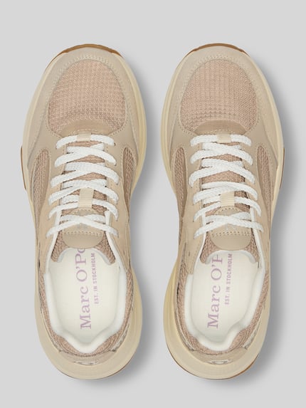 Marc O'Polo Sneaker aus Rindleder und mit Mesh-Einsatz Modell 'LIV' Mittelgrau 3