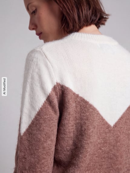 VERO MODA sweter krój regular fit z dodatkiem wełny model 'PLAZA' Czekoladowy 3