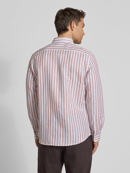 Jake*s Slim Fit Business-Hemd aus Leinen-Mix mit Kentkragen Altrosa 5