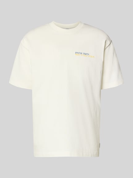 Produktfoto, Relaxed Fit T-Shirt aus reiner Baumwolle mit Motiv-Print von Marc O'Polo Denim, Optik: Unifarben, Passform: Relaxed-Fit, Rundhals, Ärmelform: Kurzarm, Material: Reine Baumwolle, dezente Struktur, cremeweißer Farbton