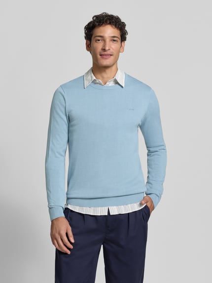 s.Oliver RED LABEL Sweter w kroju regular fit z czystej bawełny Jasnoniebieski 4